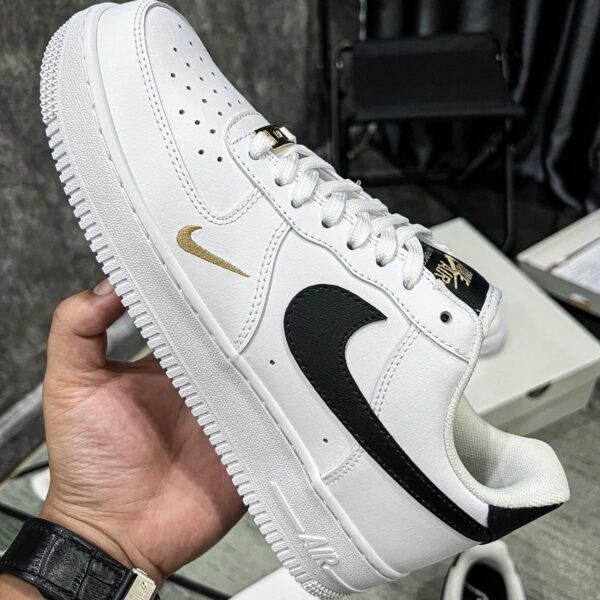 Nike Air Force 1 Low '07 Essential White Black Gold Like Auth