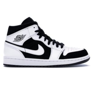 AIR JORDAN 1 MID TUXEDO WHITE BLACK - LIKE AUTH